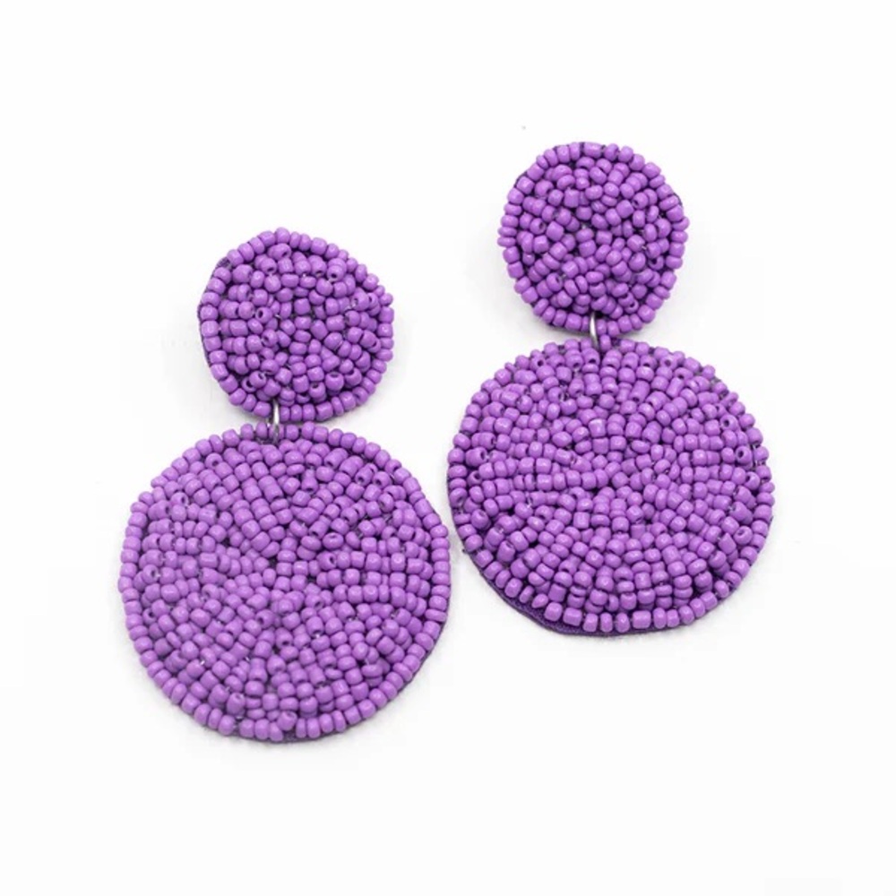 Purple Beaded Earrings